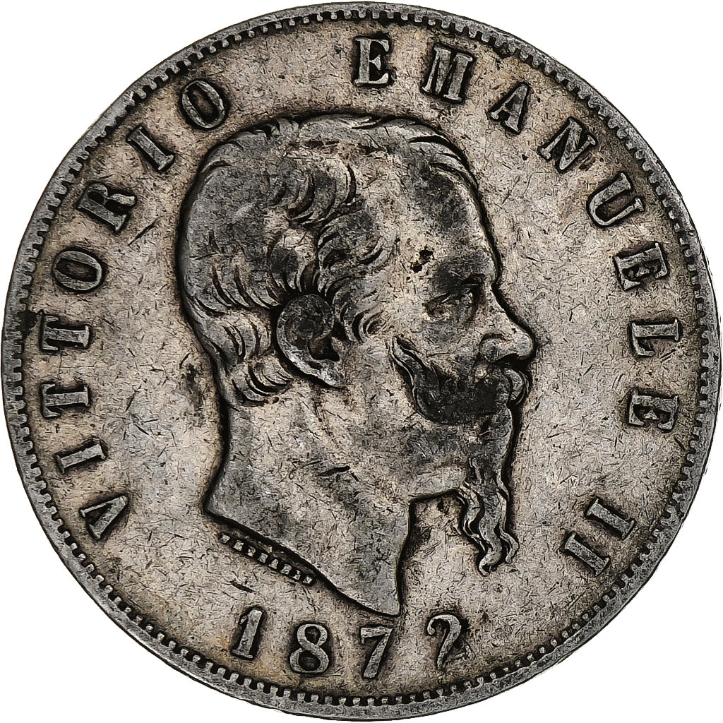 Coin, Italy, Vittorio Emanuele II, 5 Lire, 1872, Milan, VF(20-25), Silver