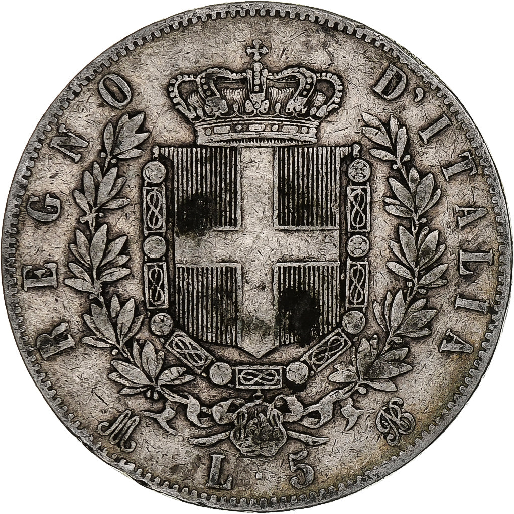 Coin, Italy, Vittorio Emanuele II, 5 Lire, 1872, Milan, VF(20-25), Silver