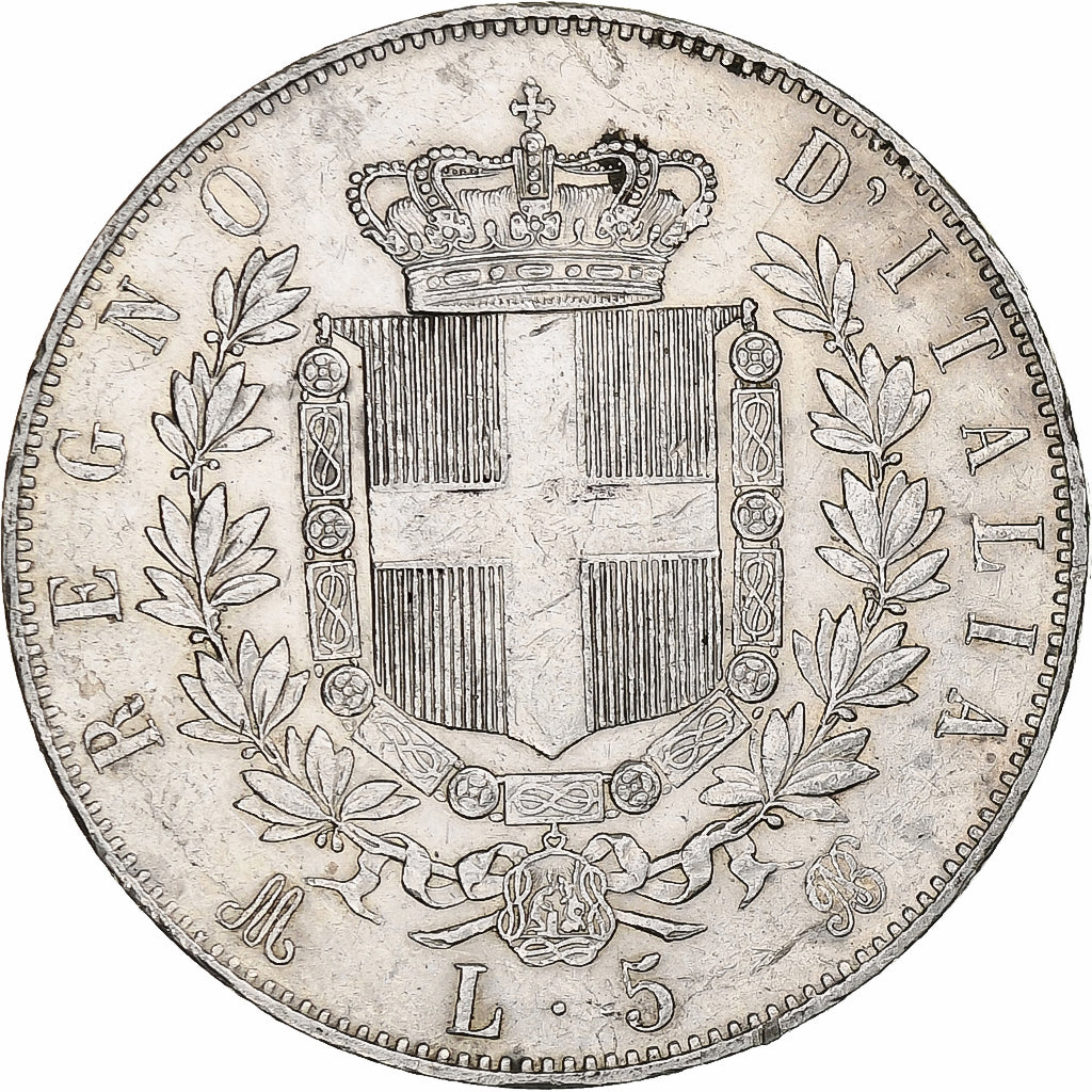 Italie, Vittorio Emanuele II, 5 Lire, 1874, Milan, Argent, TTB, KM:8.3