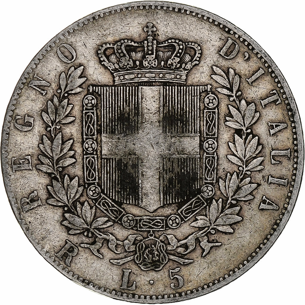 Italy, Vittorio Emanuele II, 5 Lire, 1877, Rome, Silver, VF(20-25), KM:8.4