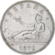 Spain, Provisional Government, 5 Pesetas, 1870, Madrid, Silver, VF(30-35)