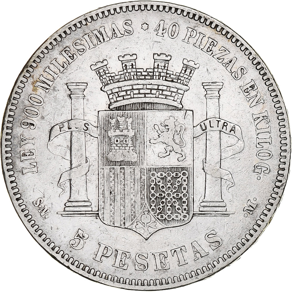 Spain, Provisional Government, 5 Pesetas, 1870, Madrid, Silver, VF(30-35)