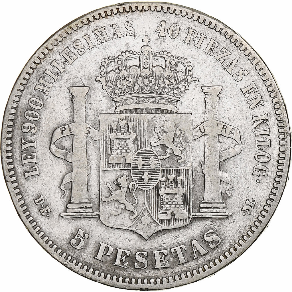 Spain, Alfonso XII, 5 Pesetas, 1875, Silver, VF(30-35), KM:671