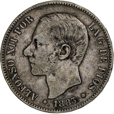 Spanien, Alfonso XII, 5 Pesetas, 1883, Madrid, Silber, S+, KM:688
