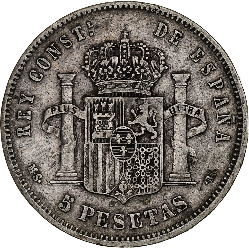 Spanien, Alfonso XII, 5 Pesetas, 1883, Madrid, Silber, S+, KM:688