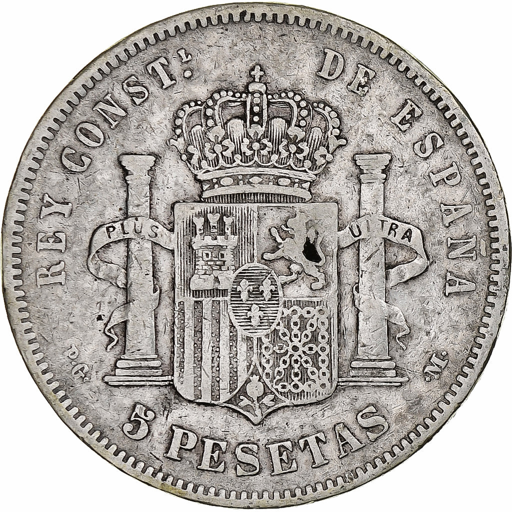 Spain, Alfonso XIII, 5 Pesetas, 1891, Silver, VF(30-35), KM:689