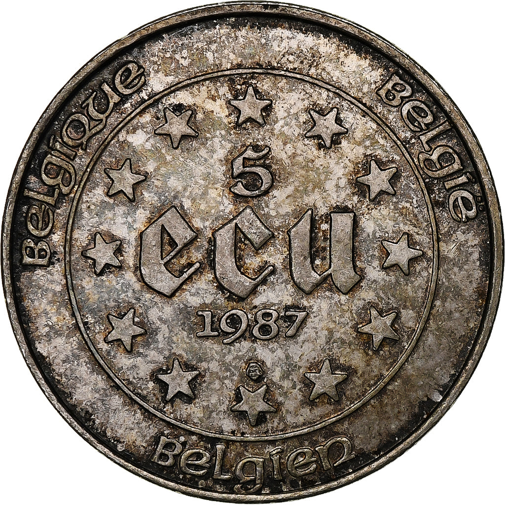 Belgium, 5 Ecu, 1987, Silver, MS(60-62), KM:166