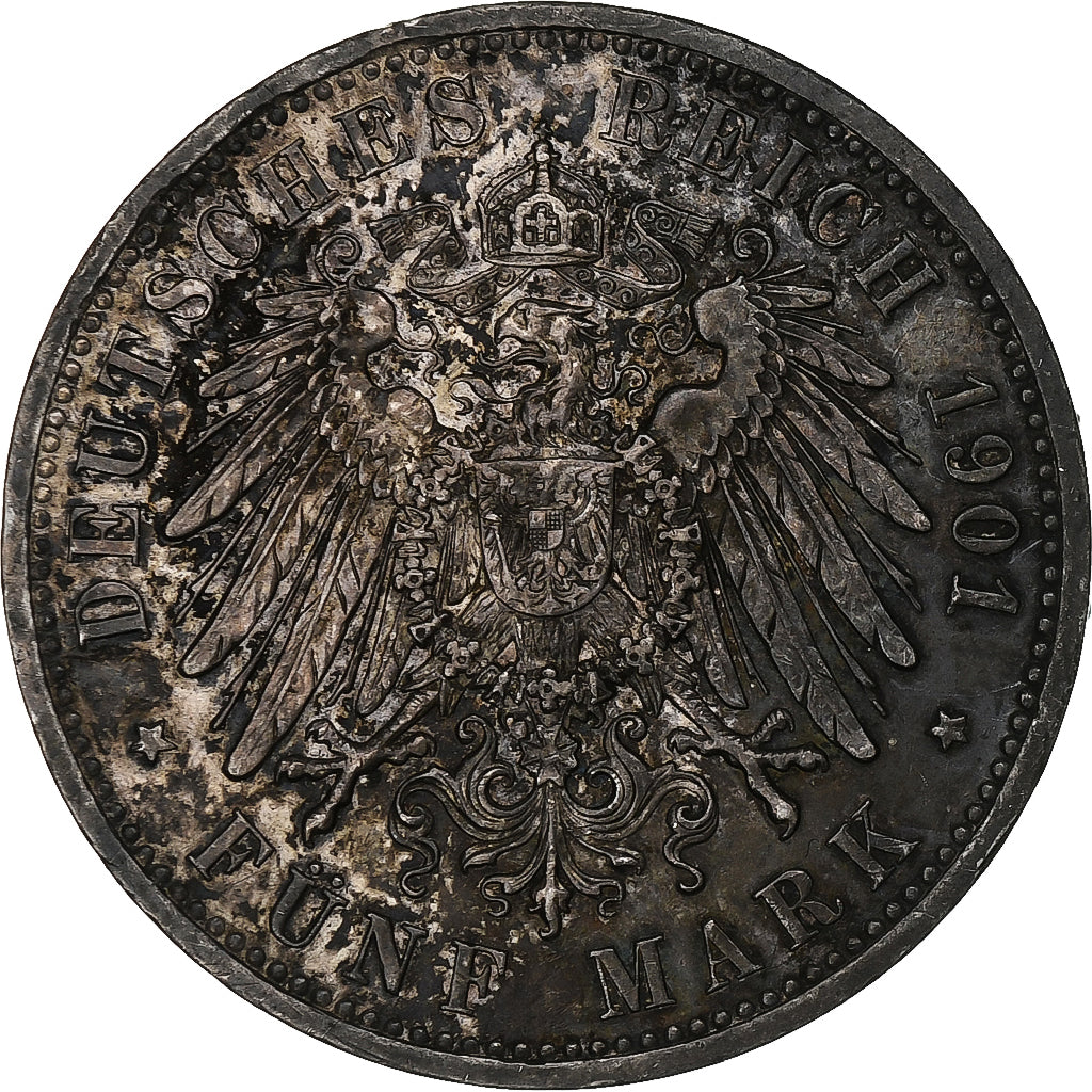 Coin, German States, PRUSSIA, Wilhelm II, 5 Mark, 1901, Berlin, EF(40-45)