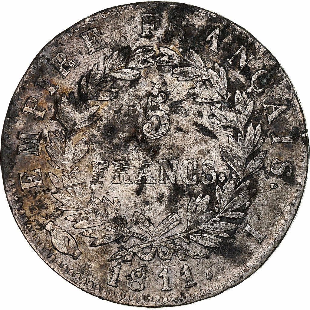 Francja, 5 Francs, Napoléon I, 1811, Limoges, Srebro, F(12-15), Gadoury:584