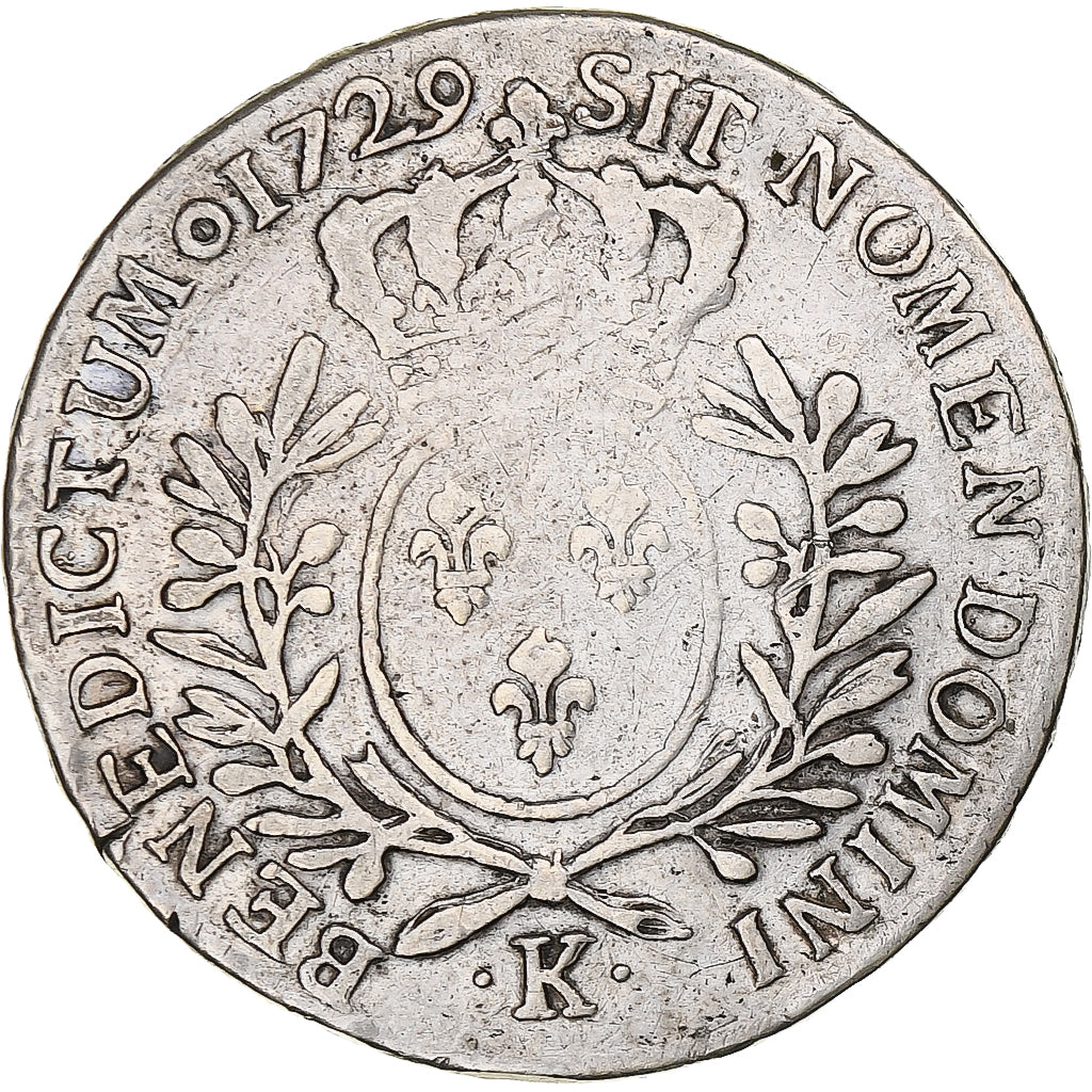Frankrijk, Louis XV, 1/2 ECU, 44 Sols, 1/2 Écu aux branches d'olivier, 1729