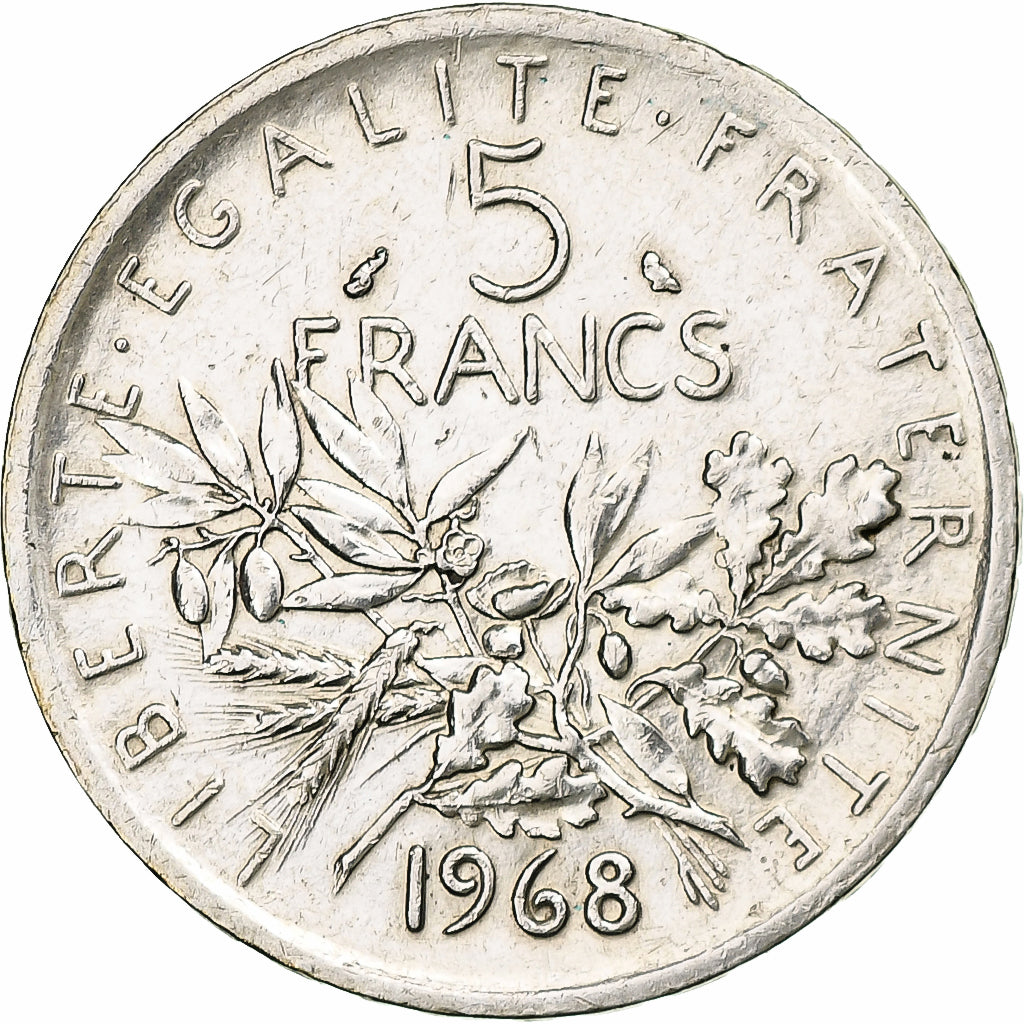 France, 5 Francs, Semeuse, 1968, Silver, AU(50-53), Gadoury:770, KM:926