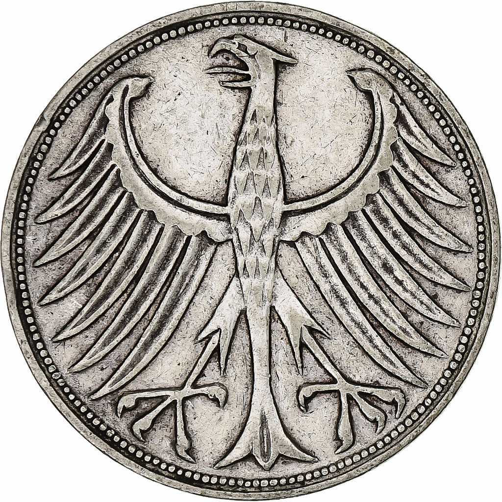 République fédérale allemande, 5 Mark, 1951, Stuttgart, Argent, TTB, KM:112.1