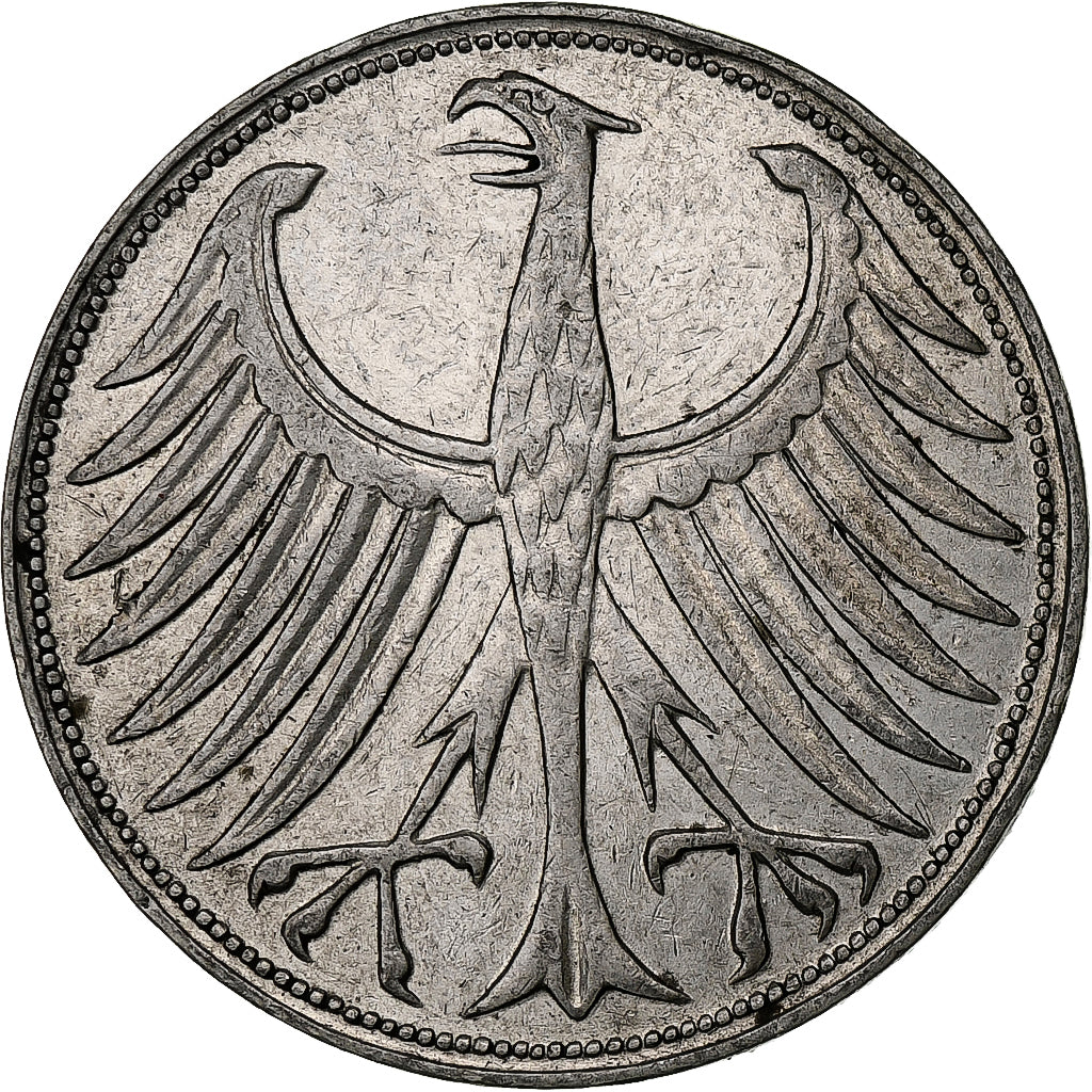 GERMANY - FEDERAL REPUBLIC, 5 Mark, 1951, Hamburg, Silver, EF(40-45), KM:112.1