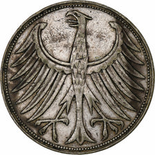 GERMANY - FEDERAL REPUBLIC, 5 Mark, 1958, Stuttgart, Silver, VF(30-35), KM:112.1