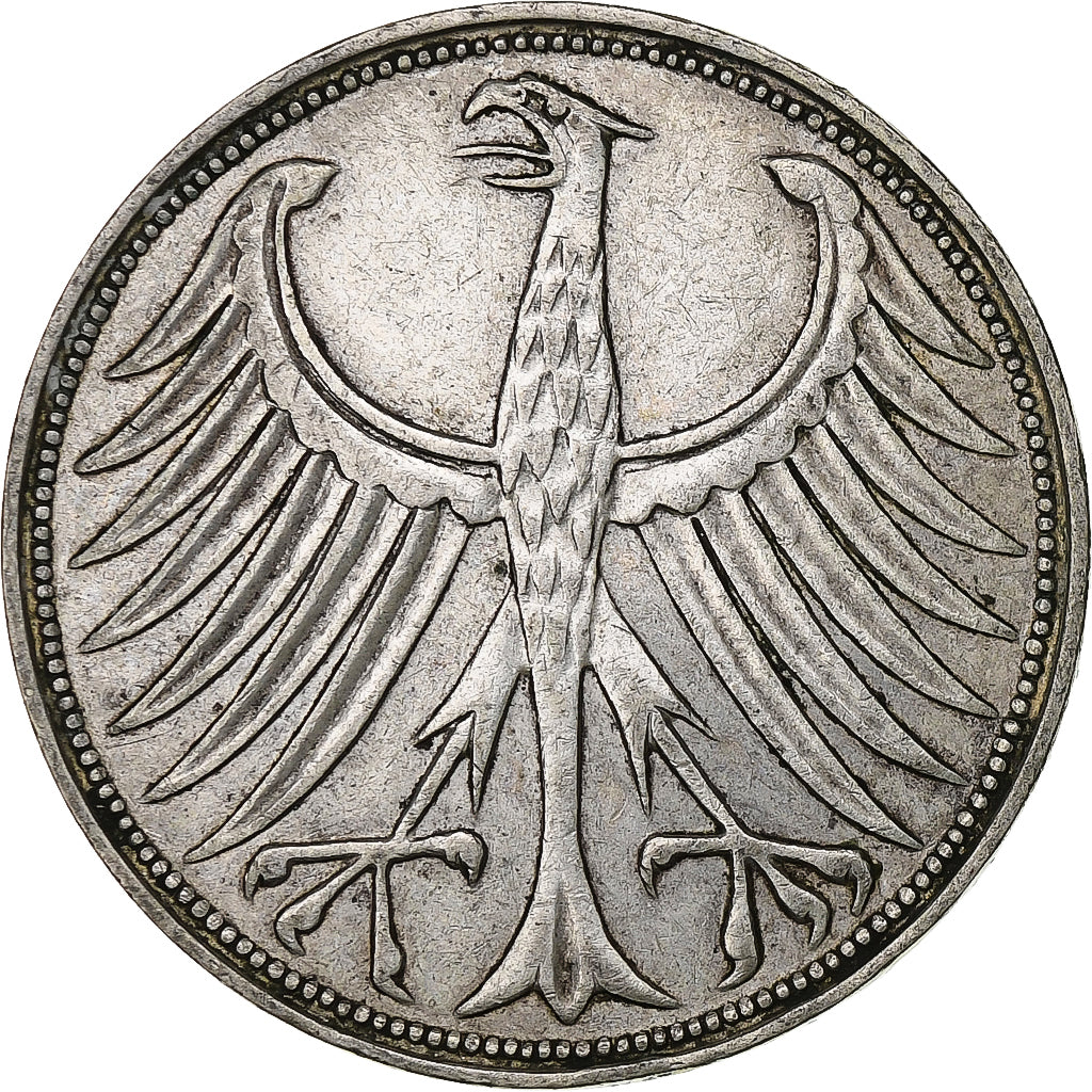 République fédérale allemande, 5 Mark, 1959, Munich, Argent, TTB+, KM:112.1