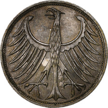 Coin, GERMANY - FEDERAL REPUBLIC, 5 Mark, 1965, Stuttgart, EF(40-45), Silver