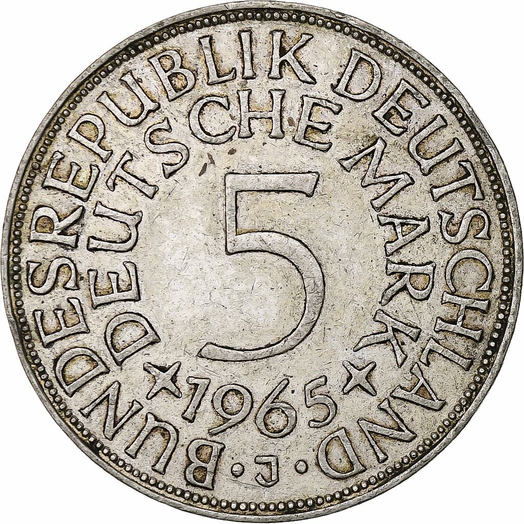 Monnaie, République fédérale allemande, 5 Mark, 1965, Hambourg, TTB+, Argent