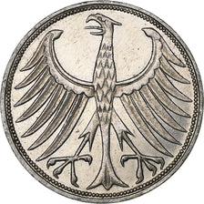 GERMANY - FEDERAL REPUBLIC, 5 Mark, 1966, Stuttgart, Silver, EF(40-45)