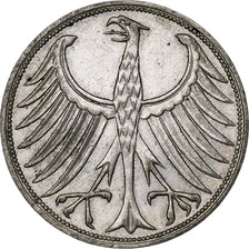 GERMANY - FEDERAL REPUBLIC, 5 Mark, 1966, Karlsruhe, Silver, EF(40-45), KM:112.1