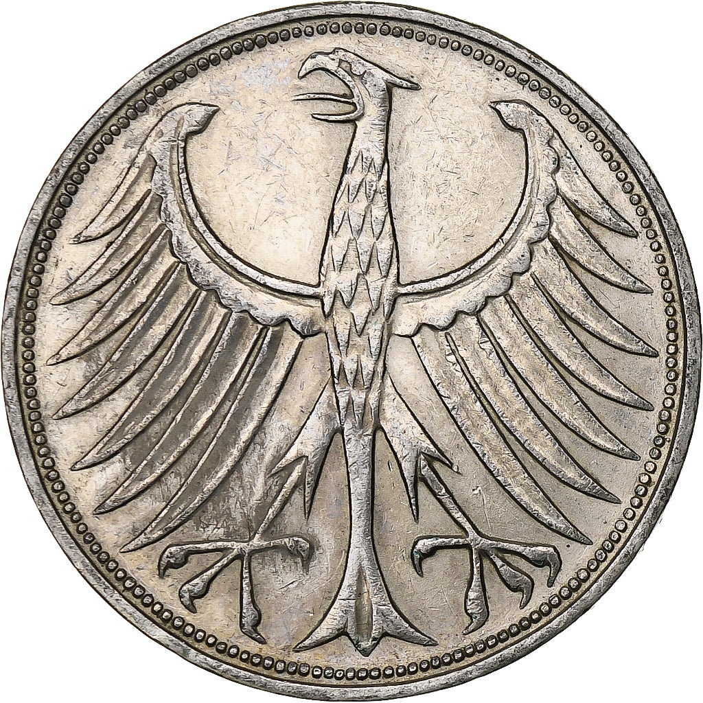 GERMANY - FEDERAL REPUBLIC, 5 Mark, 1970, Stuttgart, Silver, EF(40-45), KM:112.1