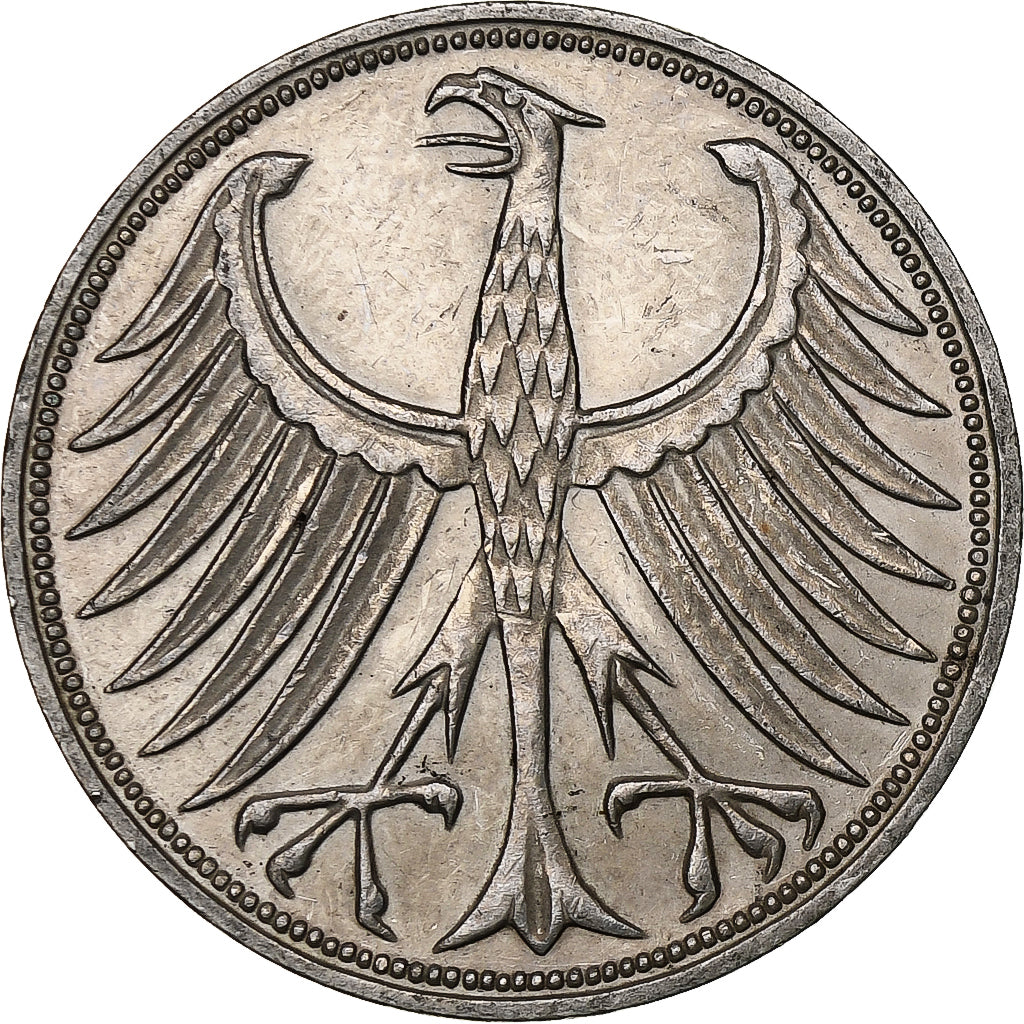 GERMANY - FEDERAL REPUBLIC, 5 Mark, 1971, Stuttgart, Silver, AU(50-53), KM:112.1