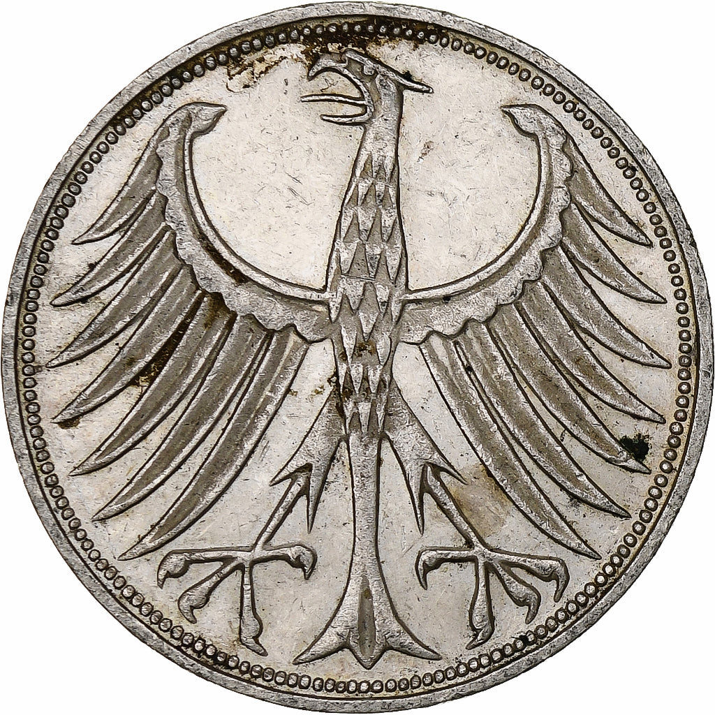 GERMANY - FEDERAL REPUBLIC, 5 Mark, 1972, Stuttgart, Silver, EF(40-45), KM:112.1