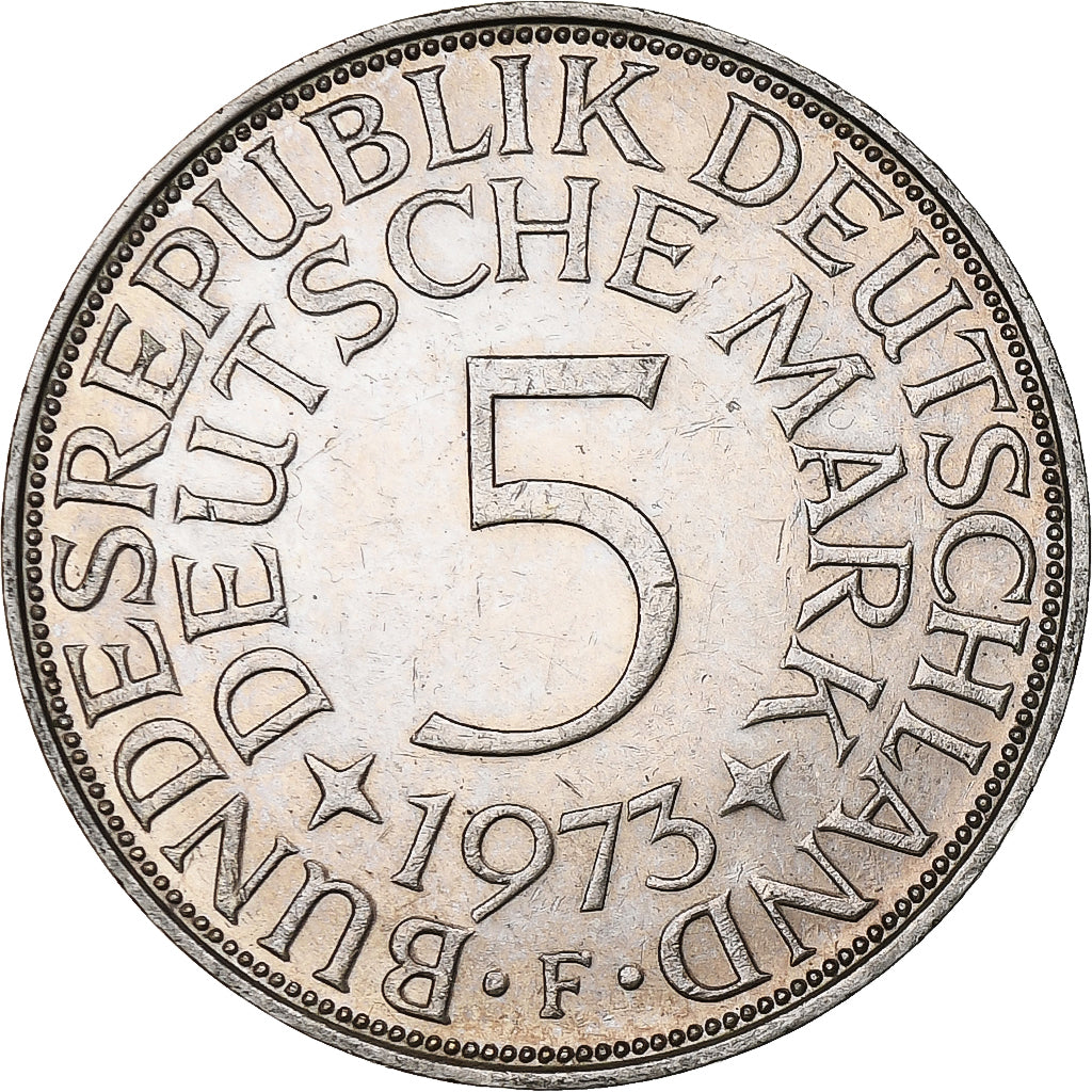GERMANY - FEDERAL REPUBLIC, 5 Mark, 1973, Stuttgart, Silver, AU(50-53), KM:112.1