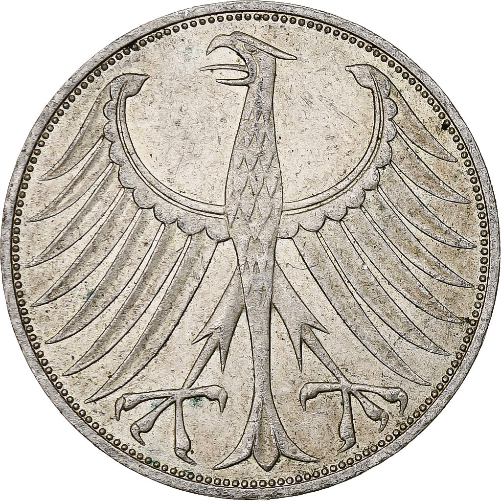 Coin, GERMANY - FEDERAL REPUBLIC, 5 Mark, 1974, Hamburg, EF(40-45), Silver