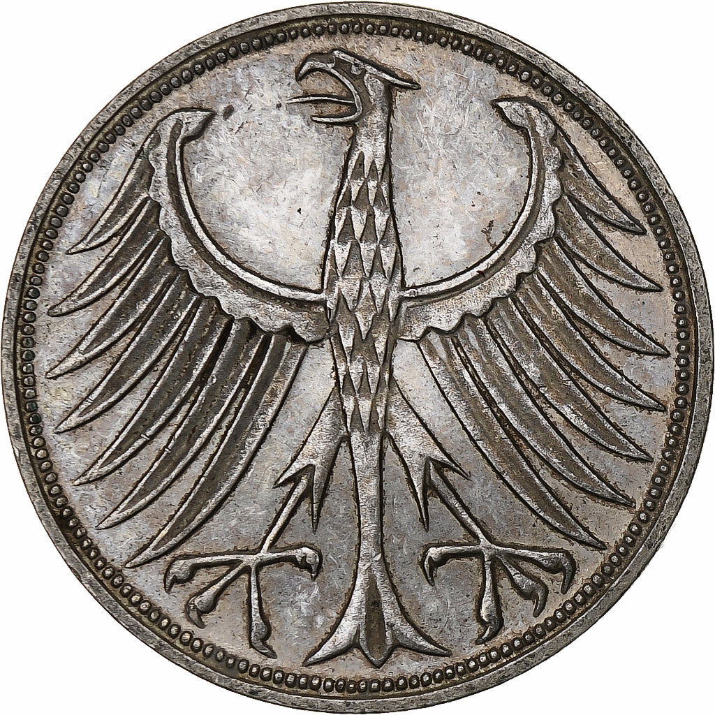 Coin, GERMANY - FEDERAL REPUBLIC, 5 Mark, 1974, Stuttgart, EF(40-45), Silver