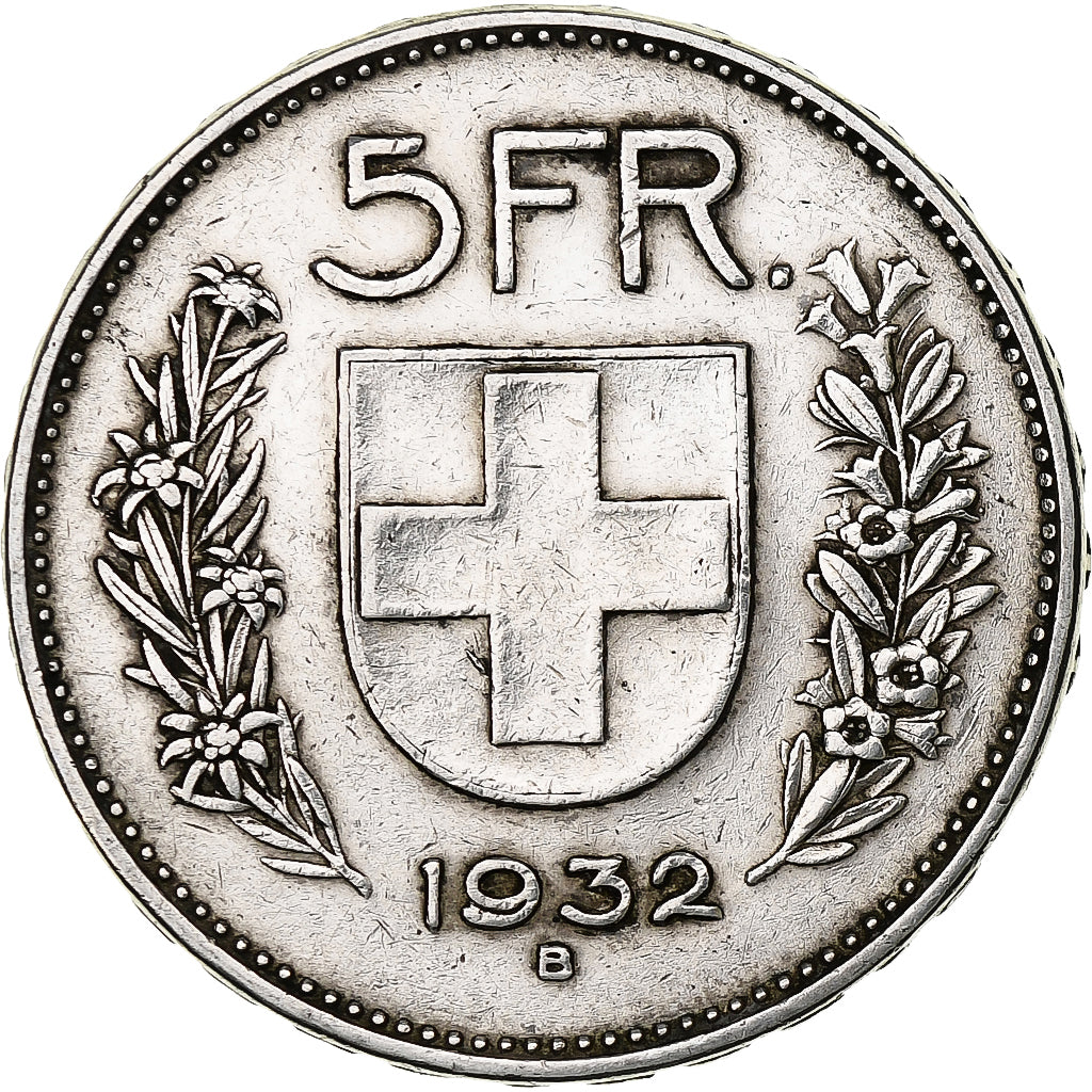 Switzerland, 5 Francs, 1932, Bern, Silver, EF(40-45), KM:40
