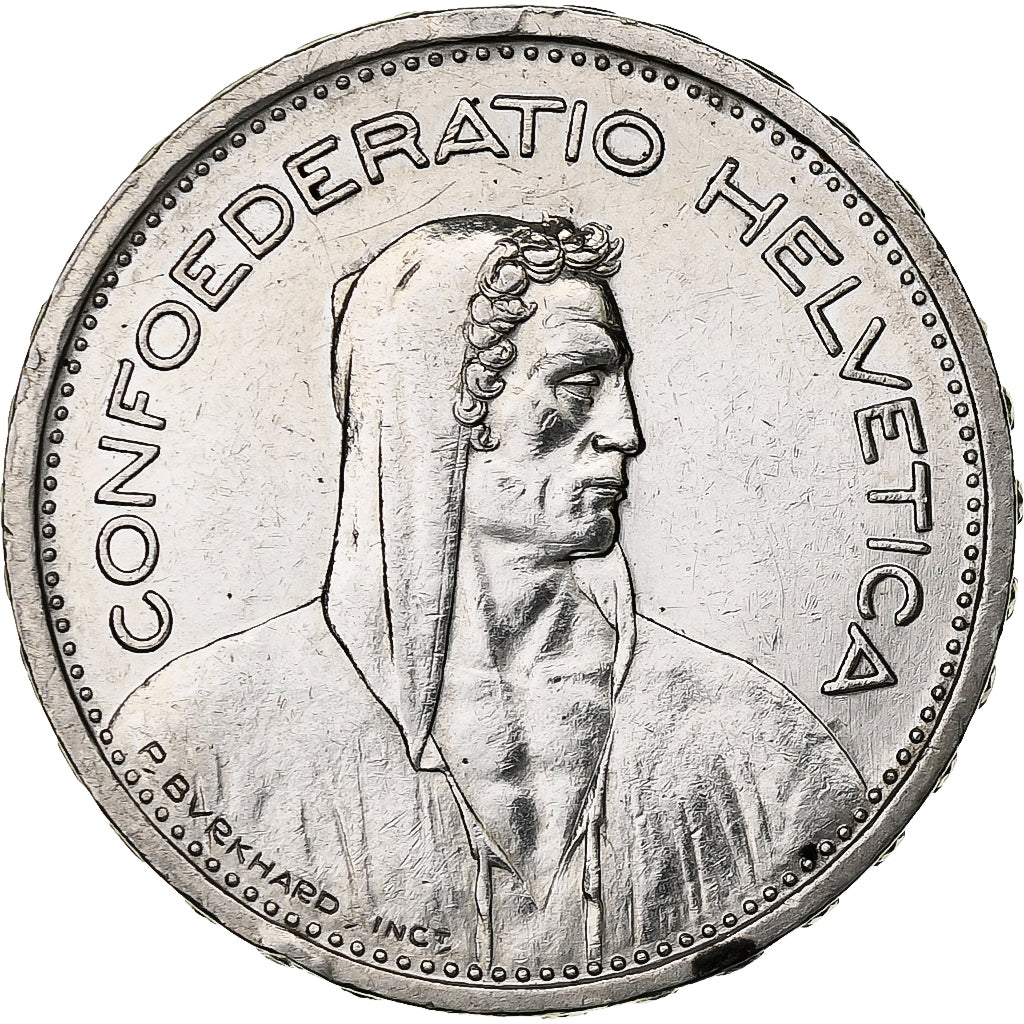 Coin, Switzerland, 5 Francs, 1954, Bern, EF(40-45), Silver, KM:40