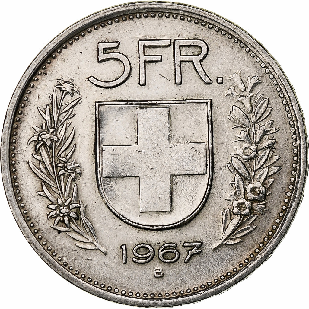 Switzerland, 5 Francs, 1967, Bern, Silver, AU(55-58), KM:40