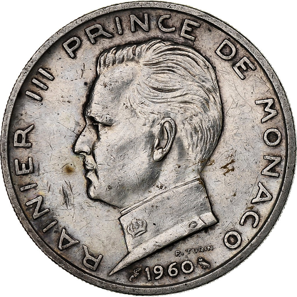 Monaco, Rainier III, 5 Francs, 1960, Silver, EF(40-45), Gadoury:MC 152, KM:141