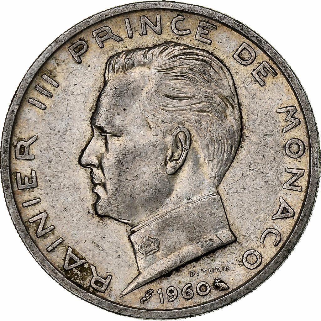 Monaco, Rainier III, 5 Francs, 1960, Silver, AU(50-53), Gadoury:MC 152, KM:141
