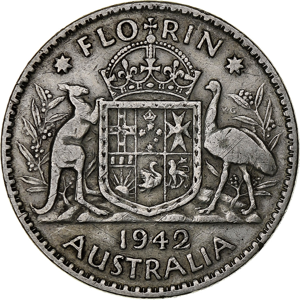 Australia, George VI, Florin, 1942, Melbourne, Silver, EF(40-45), KM:40
