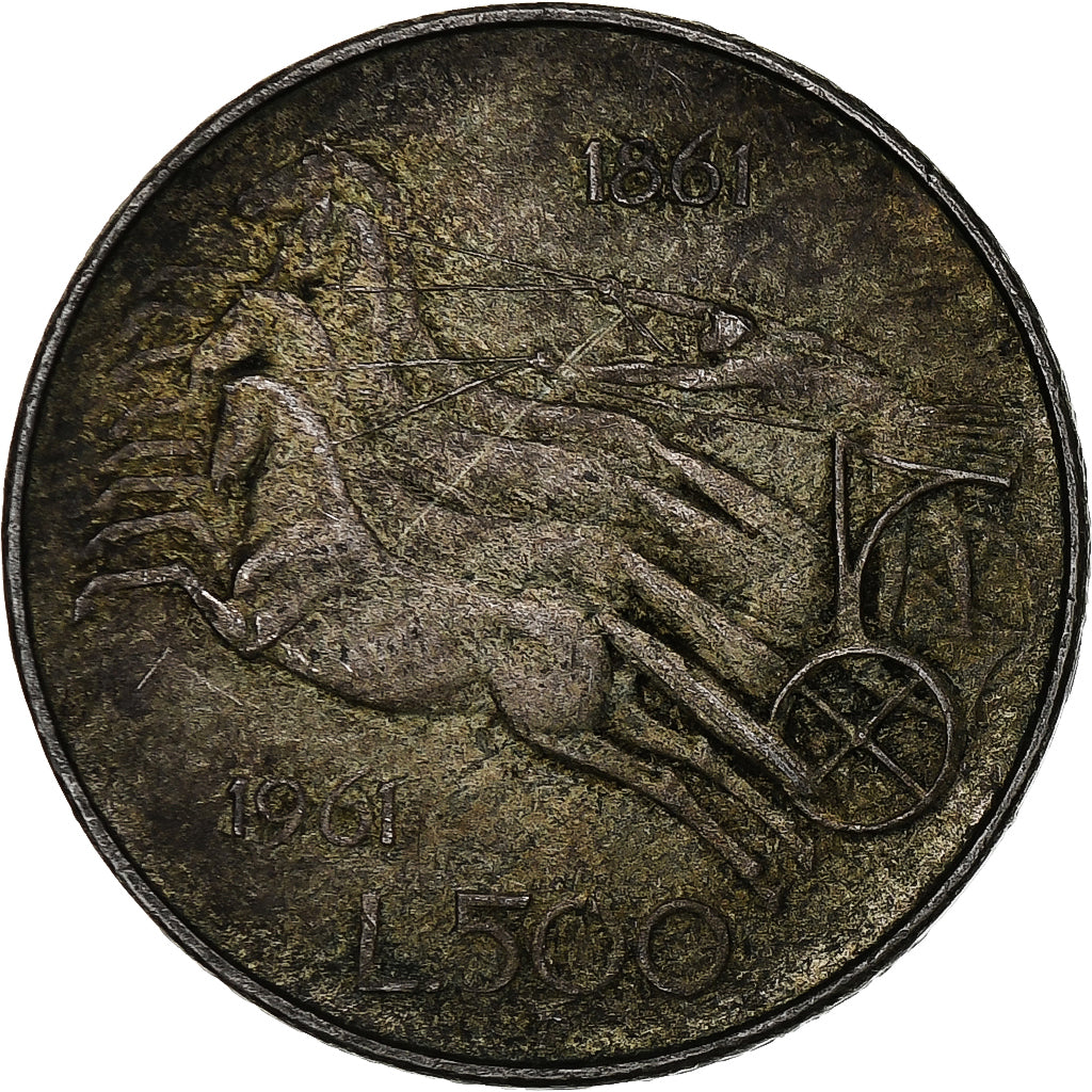 Moneda, Italia, 500 Lire, 1961, Rome, MBC, Plata, KM:99