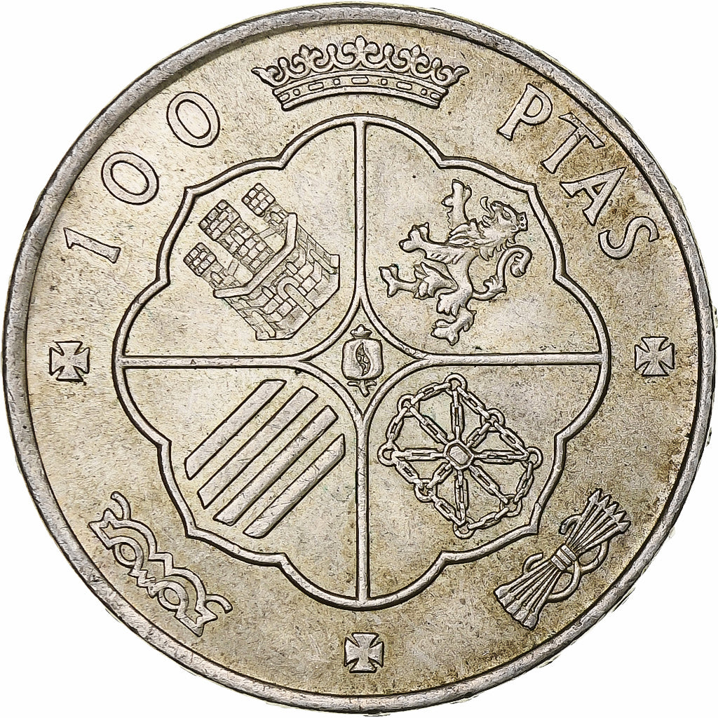 Spain, Caudillo and regent, 100 Pesetas, 1966 (67), Silver, AU(55-58), KM:797