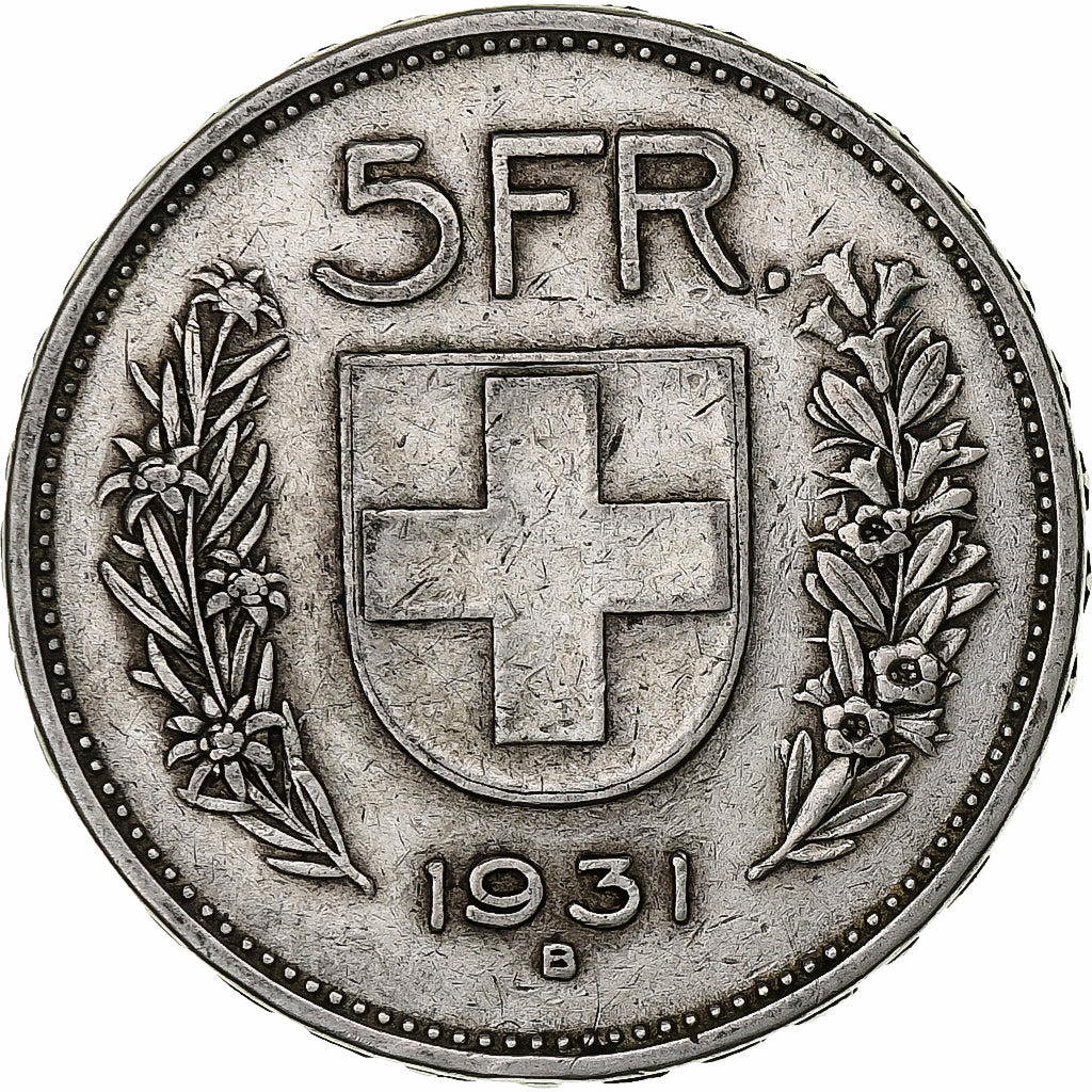 Switzerland, 5 Francs, 1931, Bern, Silver, EF(40-45), KM:40