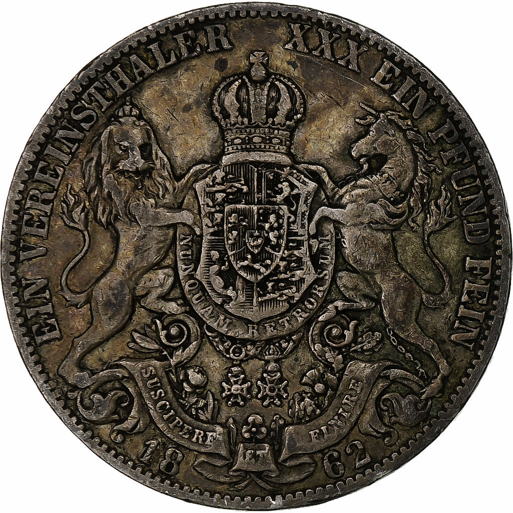 German States, HANNOVER, Georg V, Thaler, 1862, Hannover, Silver, EF(40-45)