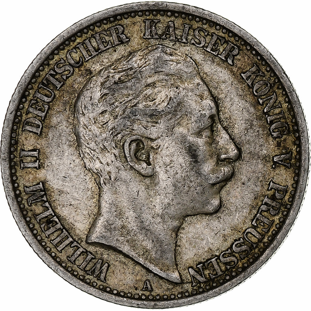 GERMANY - EMPIRE, PRUSSIA, Wilhelm II, 2 Mark, 1907, Berlin, Silver, EF(40-45)