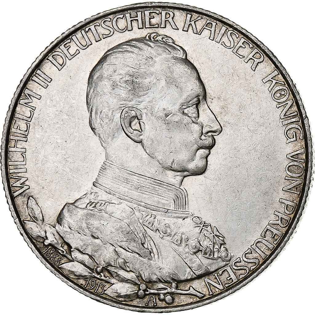 German States, PRUSSIA, Wilhelm II, 2 Mark, 1913, Berlin, Silver, AU(50-53)