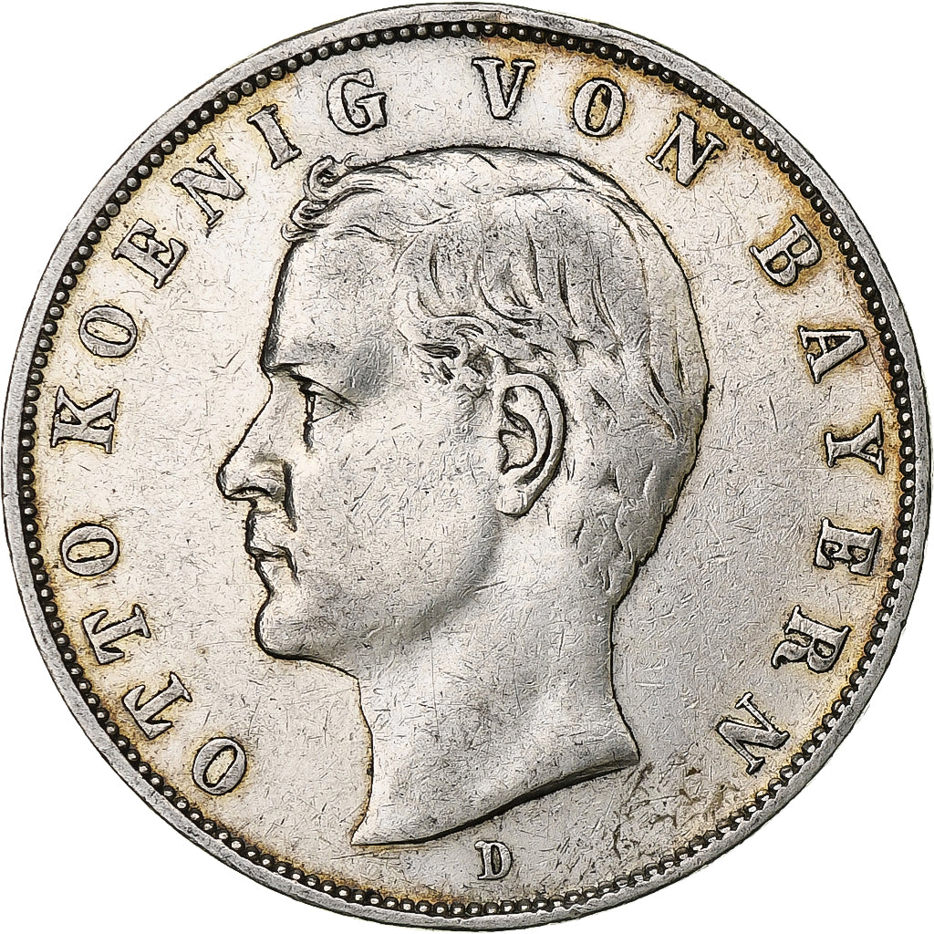 Coin, German States, BAVARIA, Otto, 3 Mark, 1909, Munich, EF(40-45), Silver