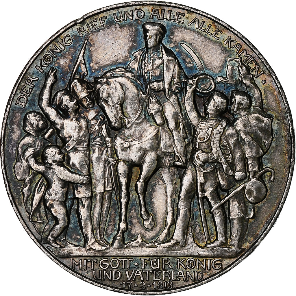 German States, PRUSSIA, Wilhelm II, 3 Mark, 1913, Berlin, Silver, AU(55-58)
