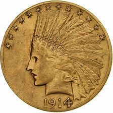 United States, $10, Eagle, Indian Head, 1914, Philadelphia, Gold, AU(50-53)