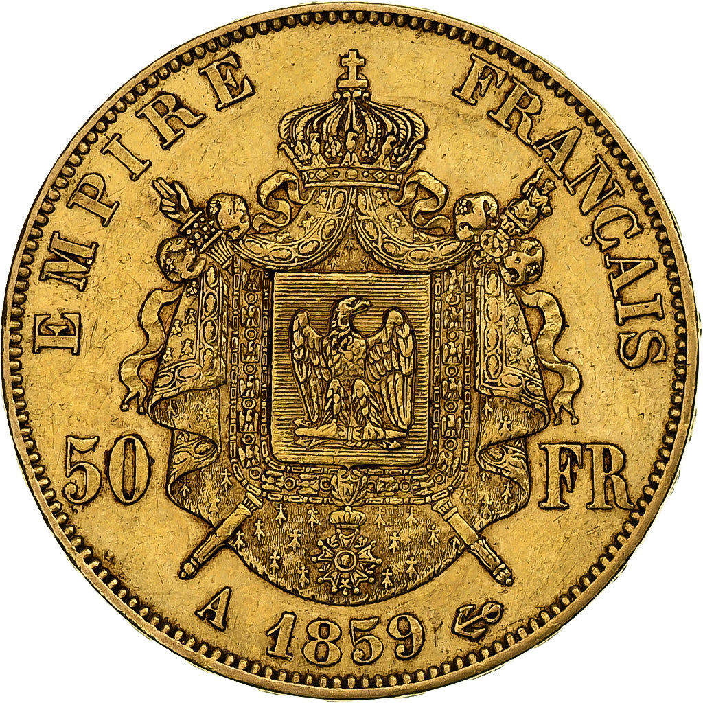 France, Napoléon III, 50 Francs, 1859, Paris, Or, TTB+, Gadoury:1111, KM:785.1