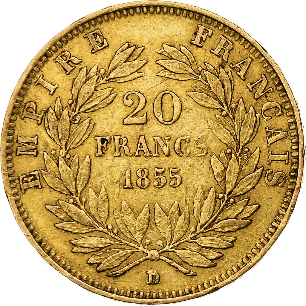 France, Napoléon III, 20 Francs, 1855, Lyon, Or, TTB, Gadoury:1061, KM:781.3