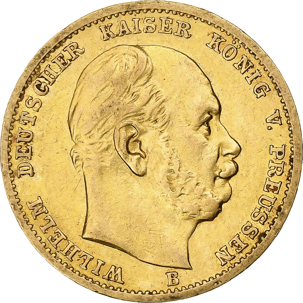 German States, PRUSSIA, Wilhelm I, 10 Mark, 1873, Hannover, Gold, EF(40-45)