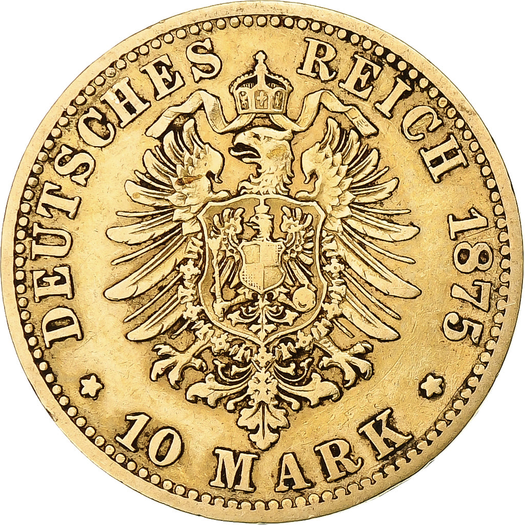 Coin, German States, PRUSSIA, Wilhelm I, 10 Mark, 1875, Berlin, EF(40-45), Gold