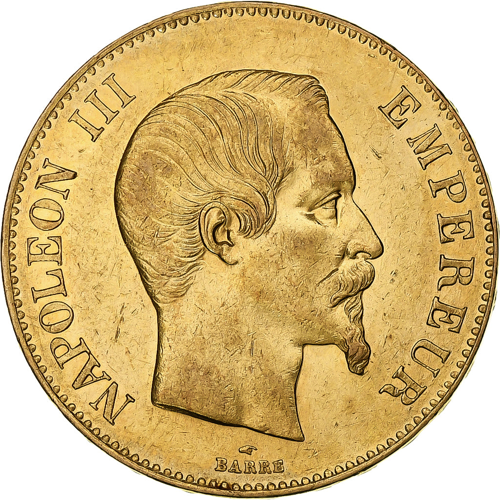 France, Napoléon III, 100 Francs, 1858, Paris, Or, TTB+, Gadoury:1135, KM:786.1