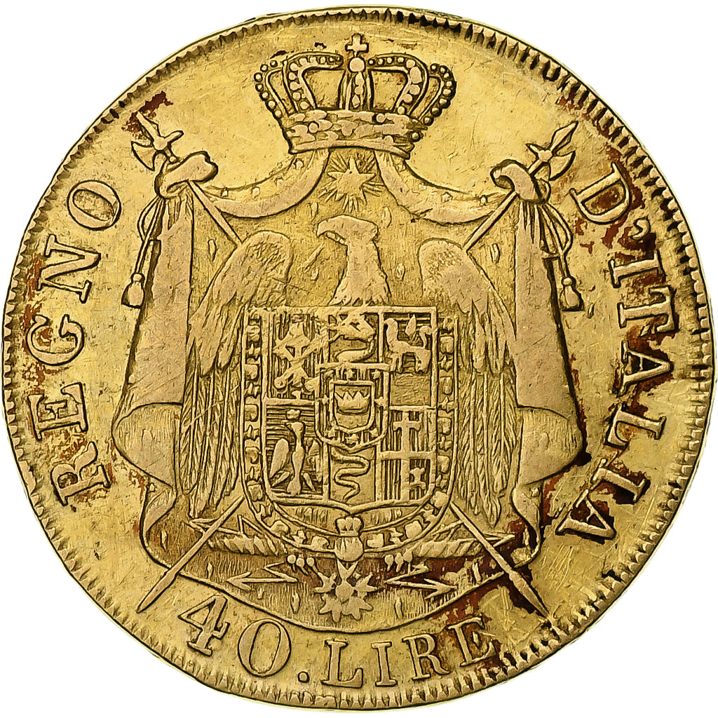 Monnaie, États italiens, KINGDOM OF NAPOLEON, Napoleon I, 40 Lire, 1808, Milan